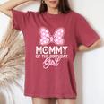 Mommy Of The Birthday Girl Cute Pink Bow Family Matching Women's Oversized Comfort T-Shirt Crimson