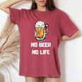 No Beer No Life レディースオーバーサイズコンフォートTシャツ Crimson
