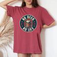 No Beer No Life ヴィンテージ飲酒 ビール愛好家向け ビールファン向け レディースオーバーサイズコンフォートTシャツ Crimson