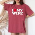 Red Heart I Love My Wife レディースオーバーサイズコンフォートTシャツ Crimson