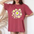 Stay Positive キュート スマイルフェイス 花 ハッピーフェイス 花 女の子 レディースオーバーサイズコンフォートTシャツ Crimson