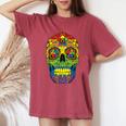 Sugarkull Lgbt Gay Pride Rainbow Flag Day Of The Dead レディースオーバーサイズコンフォートTシャツ Crimson