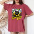 Sunflower Cat 黒猫 ひまわり 向日葵 アメコミ ネタアイテム レディースオーバーサイズコンフォートTシャツ Crimson