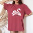 Swan Dad Mom Lover モノクロ 白鳥 レディースオーバーサイズコンフォートTシャツ Crimson