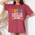 かわいい Pre-K Teacher chool Prek Teacher メンズ レディース レディースオーバーサイズコンフォートTシャツ Crimson