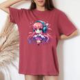 かわいい ちびアニメ 女の子 アニメ グッズ かわいい 日本の漫画ファン レディースオーバーサイズコンフォートTシャツ Crimson
