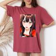 かわいい 可愛い 女の子 若い 美人 イラスト 日本 きれい 赤い服 レディースオーバーサイズコンフォートTシャツ Crimson