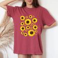 ひまわり 花柄 花 シンプル ポジティブ 夏 グラフィック レディースオーバーサイズコンフォートTシャツ Crimson