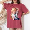 アニメ風イラスト ギャル 最強 可愛い女の子 レディースオーバーサイズコンフォートTシャツ Crimson