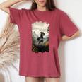スタンダード シュナウザー マウンテン 肉球デザイン 犬 お母さん お父さん レディースオーバーサイズコンフォートTシャツ Crimson