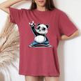パンダ 熊 ロック 音楽 男性 子供 女性 面白い パンダ レディースオーバーサイズコンフォートTシャツ Crimson