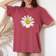 マーガレット ミクストメディア 美しい夏の花 ボタニカルアート レディースオーバーサイズコンフォートTシャツ Crimson