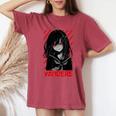ヤンデレ アニメ 女の子 かわいい エモ ゴス オタク アニメ マンガ好き レディースオーバーサイズコンフォートTシャツ Crimson