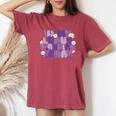 ループス・アウェアネス Lupus Warrior Era Wear Purple Ribbon Groovy レディースオーバーサイズコンフォートTシャツ Crimson