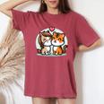 ローの馬と虎を抱きしめる Cuddling Horse And Tiger In Love レディースオーバーサイズコンフォートTシャツ Crimson
