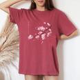 ヴィンテージ桜 日本の桜の花グラフィカルアート レディースオーバーサイズコンフォートTシャツ Crimson