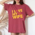 夫 妻 引用 I Love My Wifeays For Lover Husband レディースオーバーサイズコンフォートTシャツ Crimson
