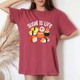 寿司アート 男性 女性 和食 寿司 巻き寿司 好き レディースオーバーサイズコンフォートTシャツ Crimson