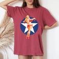 愛国心 ヴィンテージ セクシー ピンナップ 女の子 レディースオーバーサイズコンフォートTシャツ Crimson