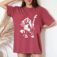 犬 ギタリスト ギター シーズー Dad Mom レディースオーバーサイズコンフォートTシャツ Crimson