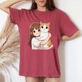 猫と少女 Cat And Girl レディースオーバーサイズコンフォートTシャツ Crimson