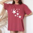 白い星 星柄 デザイン コスチューム ギフト 男性 女性 子供 レディースオーバーサイズコンフォートTシャツ Crimson