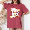 花より団子猫 Cat 猫 メンズ レディース ペット 動物 和風 キャラt レディースオーバーサイズコンフォートTシャツ Crimson