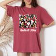 花札tシャツ 日本 カードゲーム レディースオーバーサイズコンフォートTシャツ Crimson