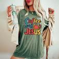Coffee And Jesus Awesome Christian Caffeine Lover Church レディースオーバーサイズコンフォートTシャツ Moss