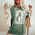 The Coffee Lover Cat ビンテージ ゴシック タロットカード レディースオーバーサイズコンフォートTシャツ Moss