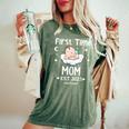 First Time Mom Est 2025 Cute Mother's Father's Day Women's Oversized Comfort T-Shirt Moss First Time Mom Est 2025 Cute Mother's Father's Day Women's Oversized Comfort T-Shirt Moss