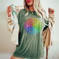 Flower Of Lifeacred Geometry Yogaフラワーオブライフ神聖幾何学瞑想ヨガ レディースオーバーサイズコンフォートTシャツ Moss