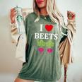 Food Humor Beetrootimpleegetable I Love Beets レディースオーバーサイズコンフォートTシャツ Moss