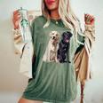 Happy Two Labradors ゴールデンブラック ラボレトリバー Mom Dad レディースオーバーサイズコンフォートTシャツ Moss