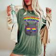Lgbt Britishhorthair Cat Gay Pride Rainbow Lgbtq Kitty レディースオーバーサイズコンフォートTシャツ Moss