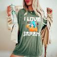 I Love Japan Kawaii Anime Girl Neko Cat Girl Otaku Weeb レディースオーバーサイズコンフォートTシャツ Moss