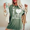 I Love Lacey バレンタイン ガールフレンド 女の子 娘 ハート 妻 レディースオーバーサイズコンフォートTシャツ Moss