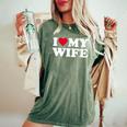 Red Heart I Love My Wife レディースオーバーサイズコンフォートTシャツ Moss