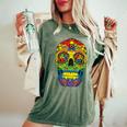 Sugarkull Lgbt Gay Pride Rainbow Flag Day Of The Dead レディースオーバーサイズコンフォートTシャツ Moss