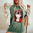 かわいい 可愛い 女の子 若い 美人 イラスト 日本 きれい 赤い服 レディースオーバーサイズコンフォートTシャツ Moss