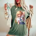 アニメ風イラスト ギャル 最強 可愛い女の子 レディースオーバーサイズコンフォートTシャツ Moss