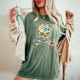 ジョリー・ロジャーのシルエット 花柄 スカル＆クロスボーン レディースオーバーサイズコンフォートTシャツ Moss