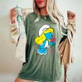 スマーフ スマーフェット キャラクター 花 咲く スマーフィー ファン レディースオーバーサイズコンフォートTシャツ Moss