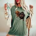 ダックスフントシャツ Weiner Dog Mom Dad Love Doxie Puppy キュート レディースオーバーサイズコンフォートTシャツ Moss