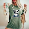パンダ 熊 ロック 音楽 男性 子供 女性 面白い パンダ レディースオーバーサイズコンフォートTシャツ Moss