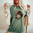 ヴィンテージ 薔薇 花 花 イラスト 花 レディースオーバーサイズコンフォートTシャツ Moss