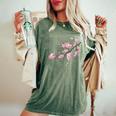 ヴィンテージ桜 日本の桜の花グラフィカルアート レディースオーバーサイズコンフォートTシャツ Moss