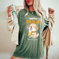 傘寿祝い ビール好き 酒好き 犬好き 父 母 男性 女性 80歳お祝い かわいい おもしろ レディースオーバーサイズコンフォートTシャツ Moss