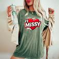 名前入り Missy I Love Missy レディースオーバーサイズコンフォートTシャツ Moss