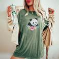 天然花 パンダ アジア動物園 動物 パンダ レディースオーバーサイズコンフォートTシャツ Moss